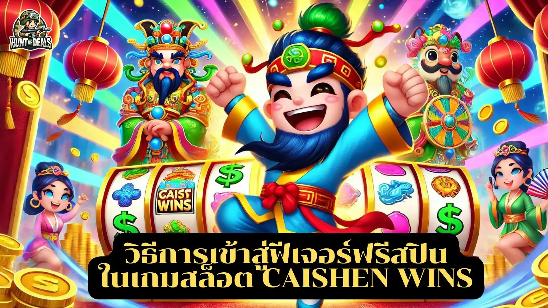 วิธีการเข้าสู่ฟีเจอร์ฟรีสปินในเกมสล็อต Caishen Wins